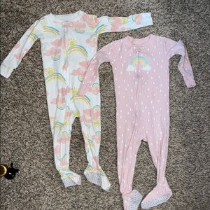 Carter's Pink and White Footies Cozy One Pieces